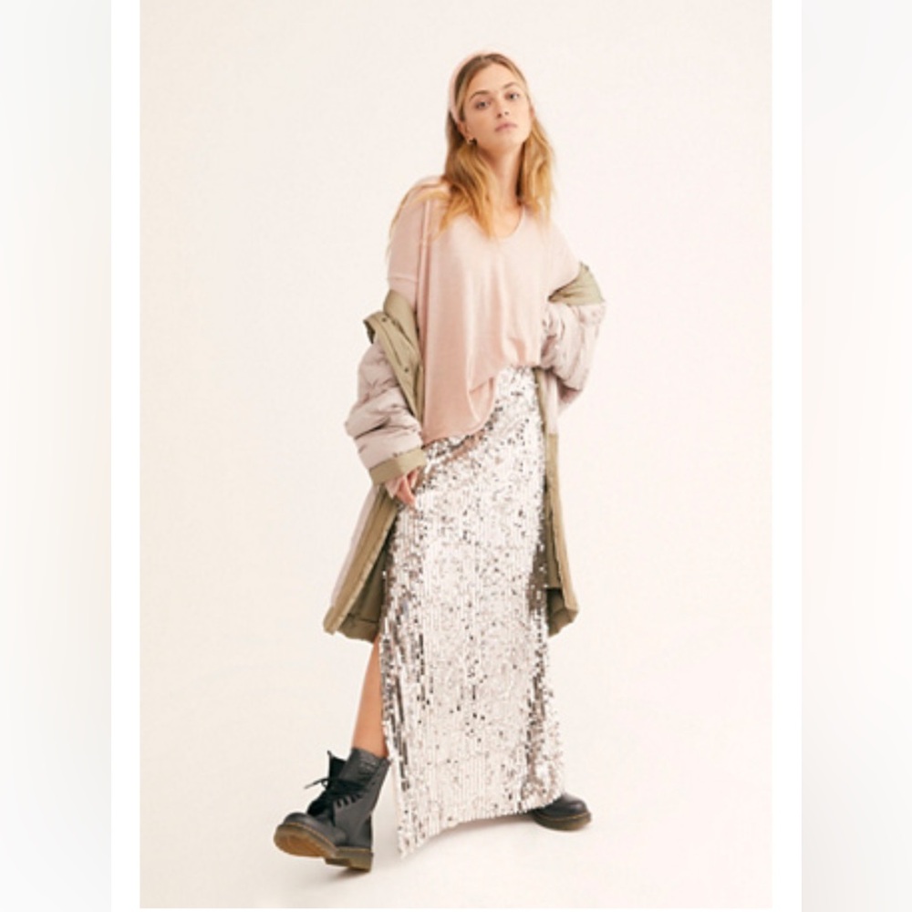 Free People Sea Shell Sequin Maxi Skirt